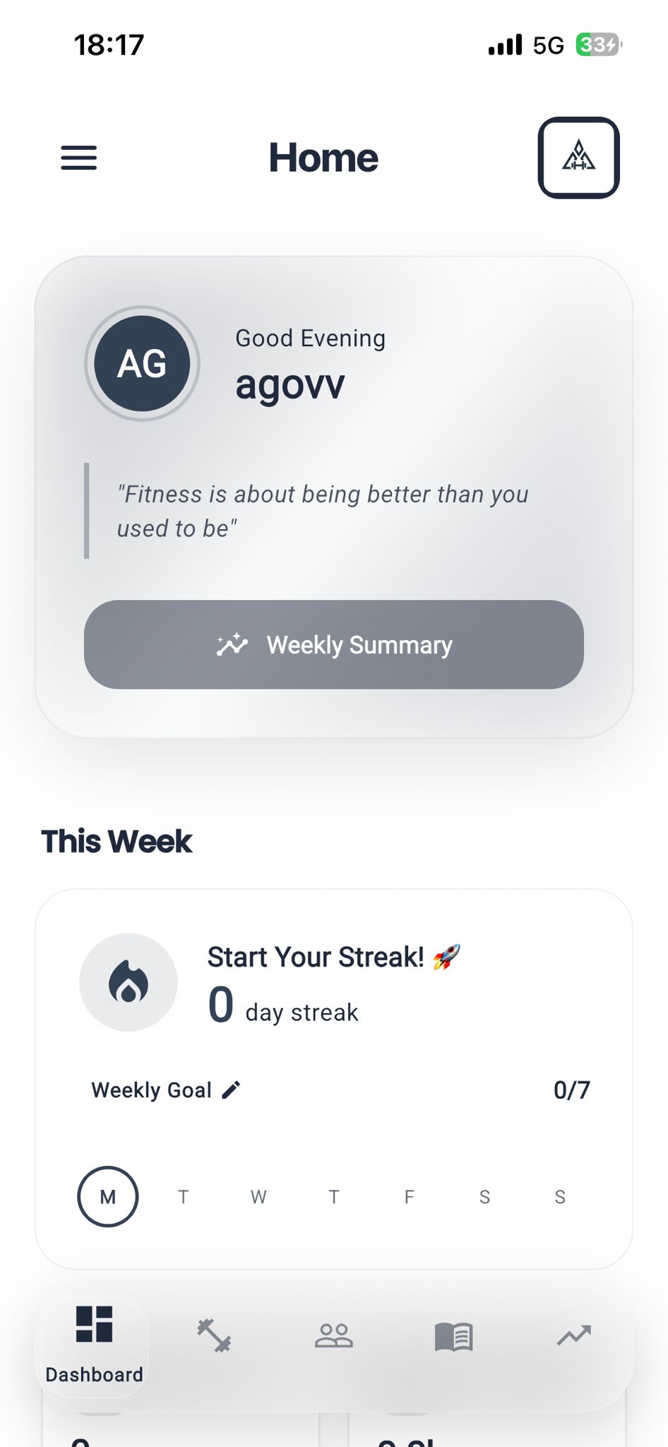 Gym Tracker App Interface